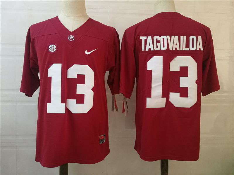 Men Alabama Crimson Tide #13 Tagovailoa Red Nike 2025 NCAA Jersey